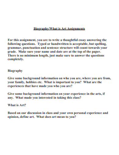 what is biography art assignment