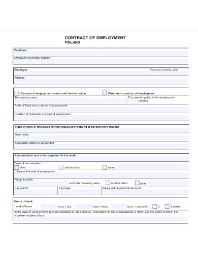 work contract of employment form