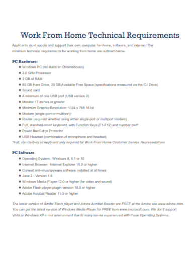 work from home technical requirements