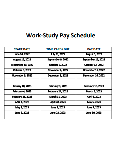 work study pay schedule