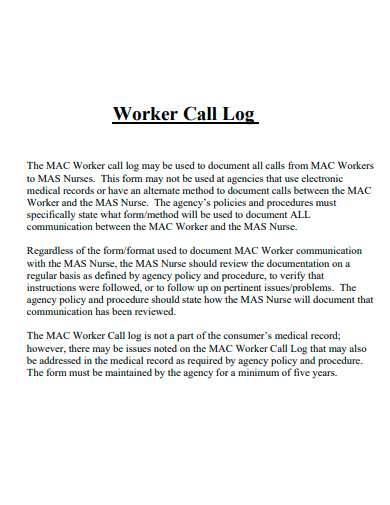 worker call log