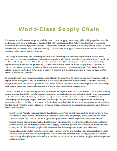world class supply chain
