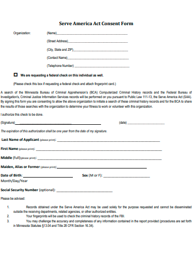 act consent form