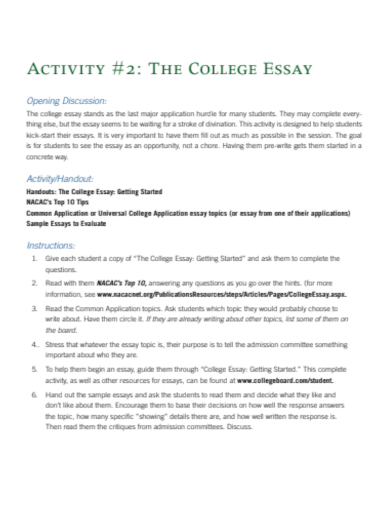 activity college essay