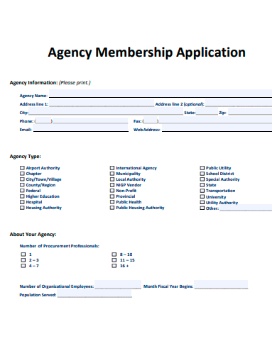 agency membership application