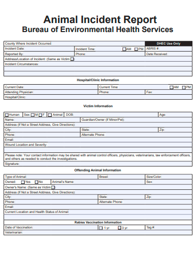 Zoo Animal Incident Report Printable