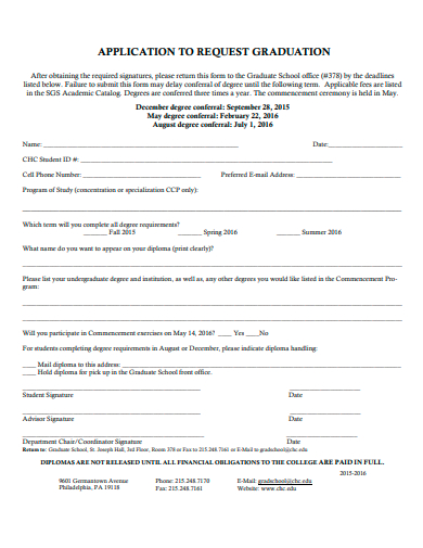 application to request graduation
