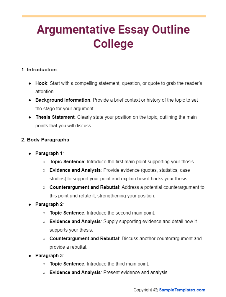 argumentative essay outline college