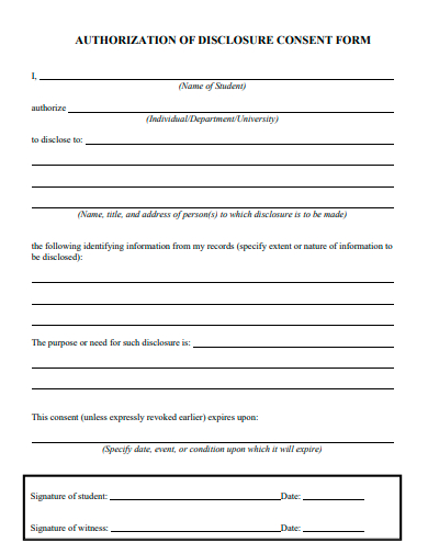 authorization of disclosure consent form