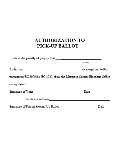 authorization to pick up ballot
