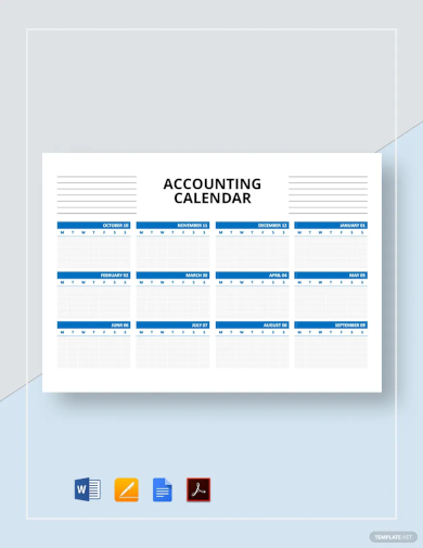 blank accounting calendar template