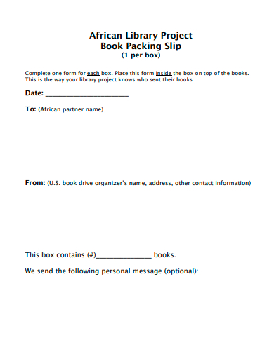 book packing slip