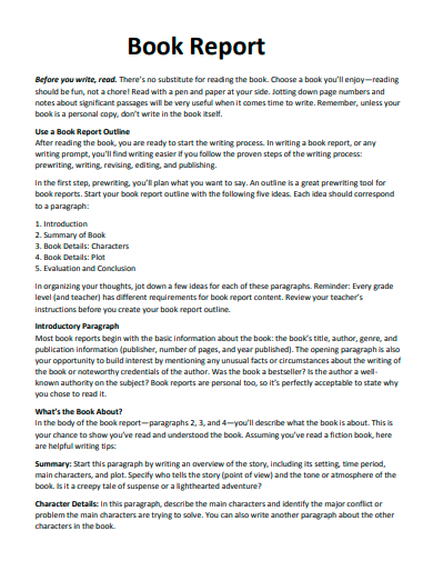 FREE 50 Book Report Samples In PDF MS Word