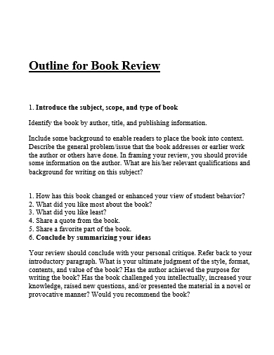 book review outline