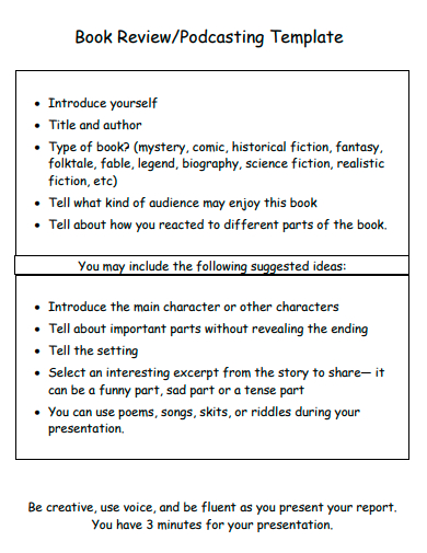 book review podcasting template