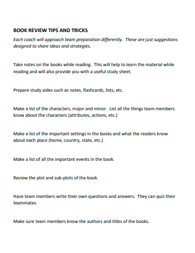 book review tips and tricks