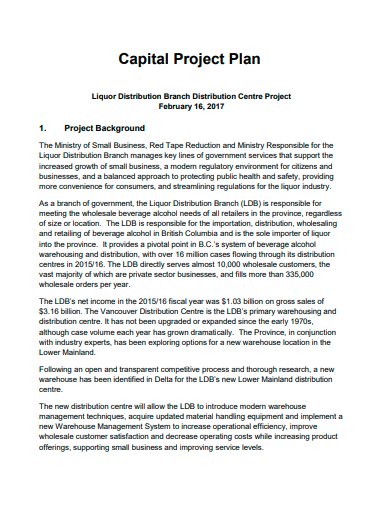 capital project plan