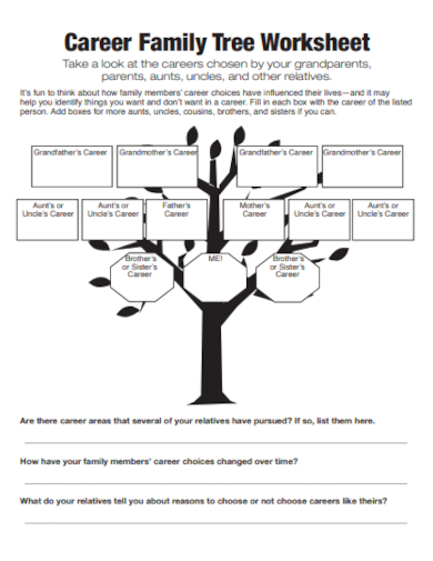 career family tree worksheet