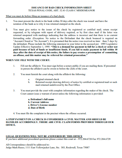 check information sheet