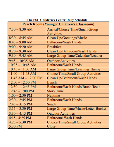 childrens center daily schedule