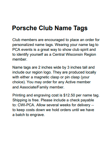 club name tags