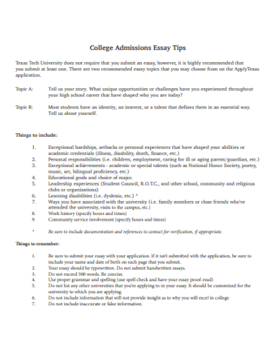 college admissions essay tips