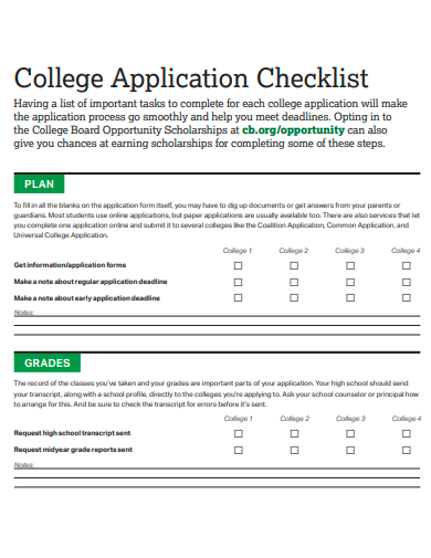 college application checklist