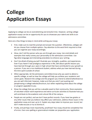 college applications essay example