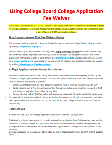 college board college application fee waiver