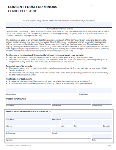 consent form for minors