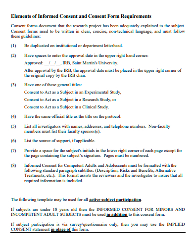consent form requirements