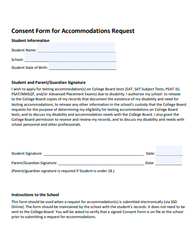 consent form for accommodations request template