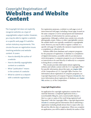 copyright registration of website