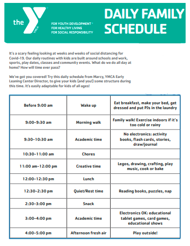 daily family schedule