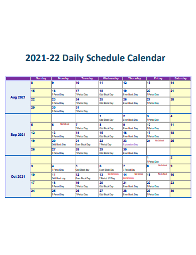 daily schedule calendar