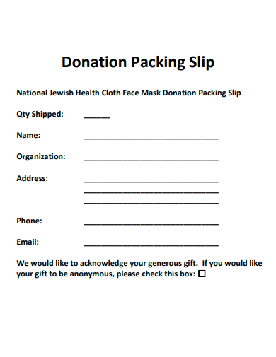 donation packing slip