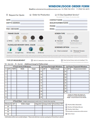 door order form