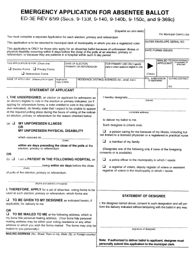emergency application for absentee ballot