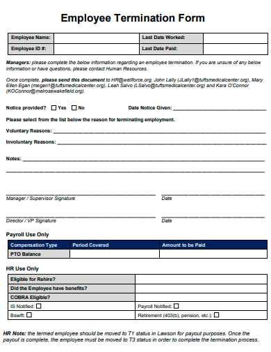 employee termination form