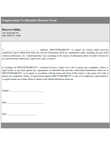 employment verification release form
