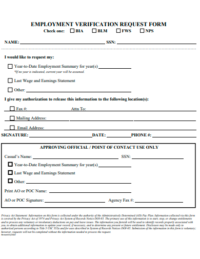 employment verification request form