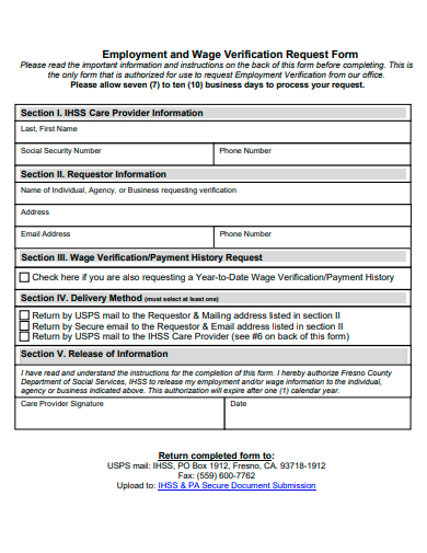 employment and wage verification request form
