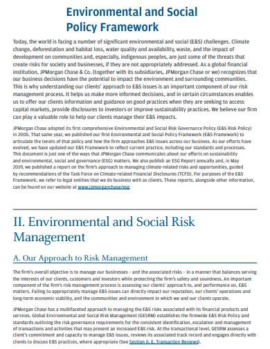environmental and social policy framework