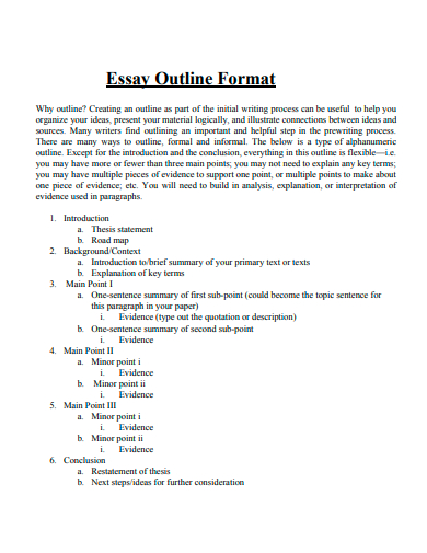 essay outline format
