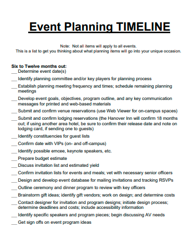 event planning timeline