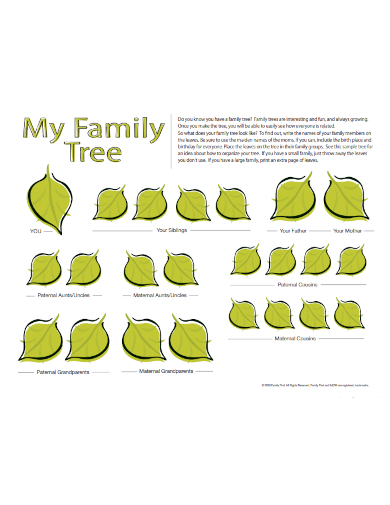 family tree leaf sheet