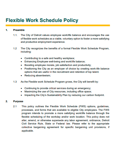 flexible work schedule policy
