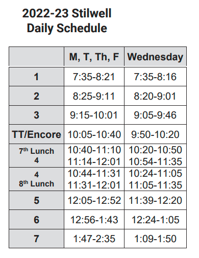formal daily schedule
