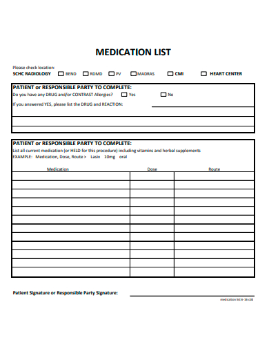 formal medication list