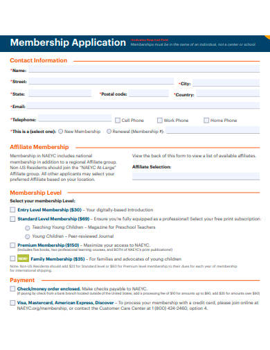 formal membership application